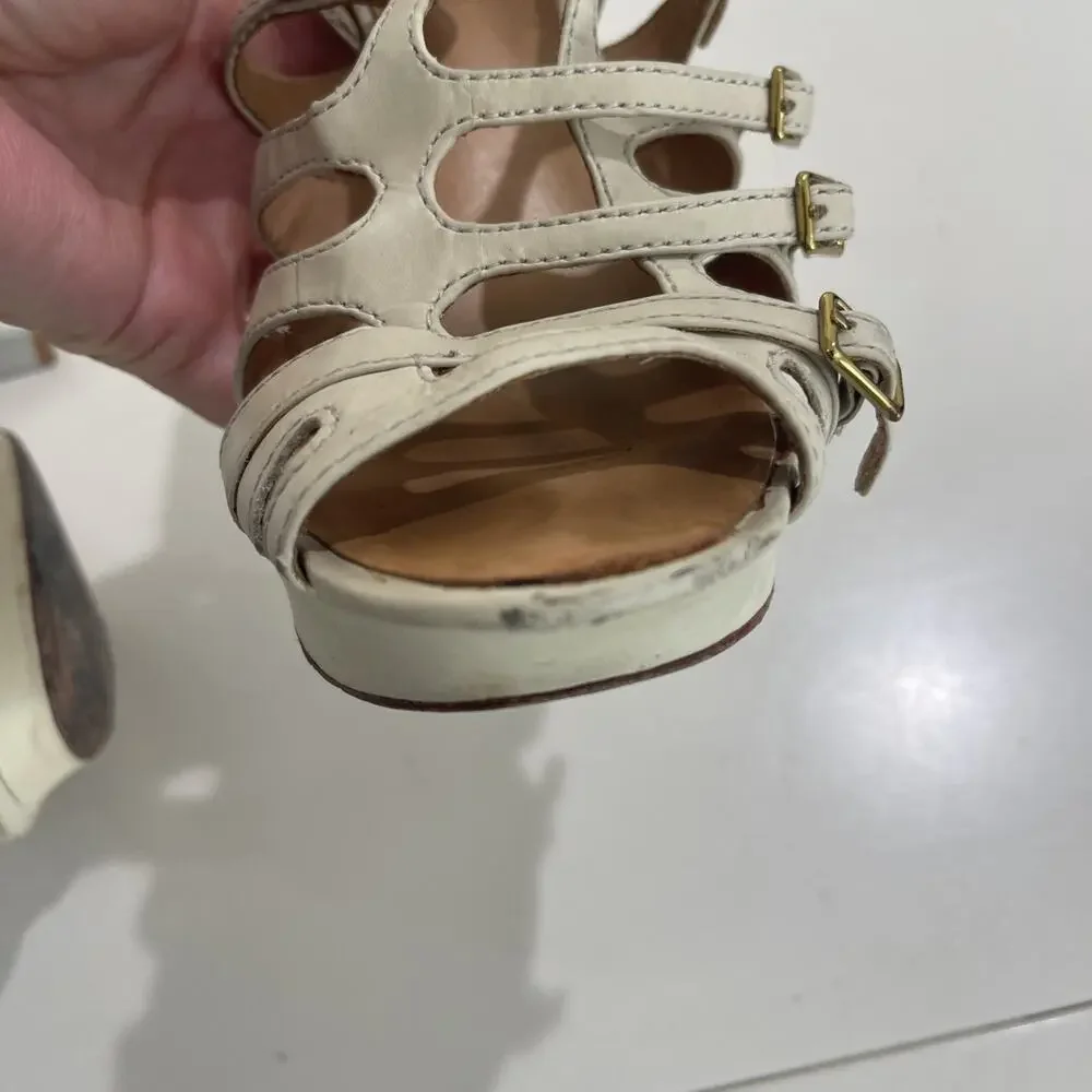 L.A.M.B Gwen Stefani LAMB DAVIN Natural Leather Strappy Pumps Size 8.5
